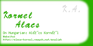 kornel alacs business card